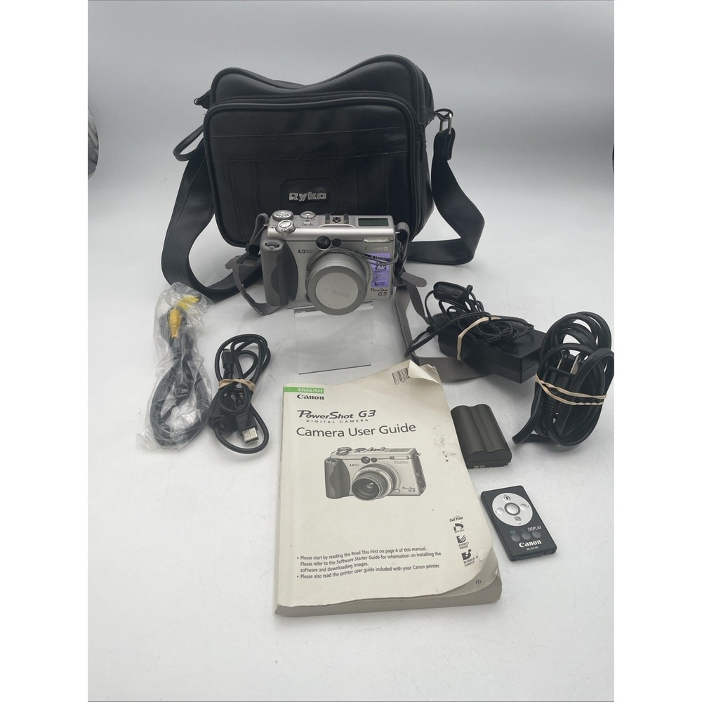 CANON PowerShot G3 4.0MP Digital Camera PC1032+2 Batteries+Mem Card+Charg+Manual